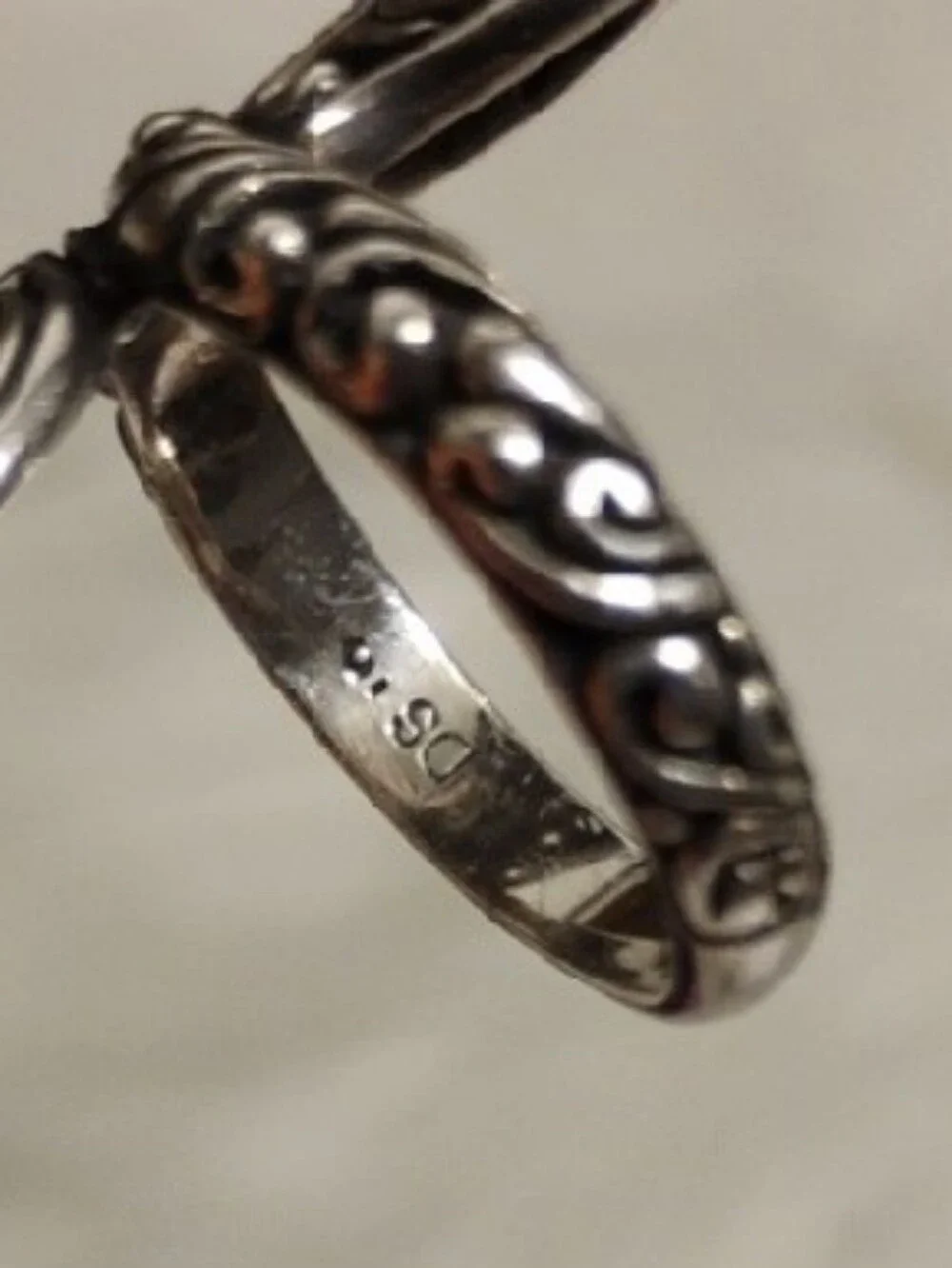 David Schorr 18k & 925 Bypass Ring & Stones 6 1/2